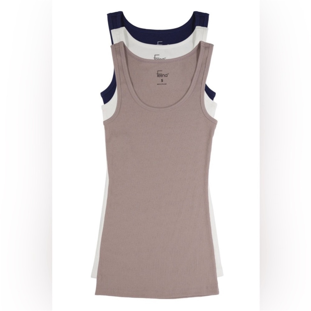 Felina Womens Basic Tank Top set: Black, Tan, and White large